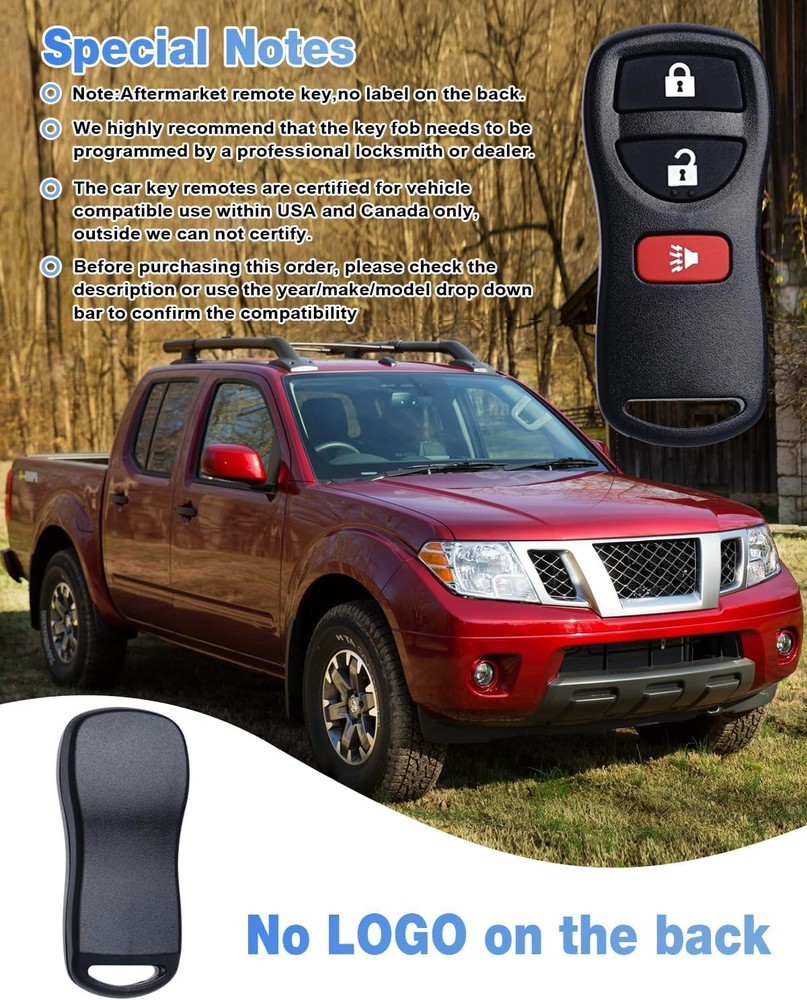 Key Fob Replacement 3 Buttons Keyless Entry Remote Control