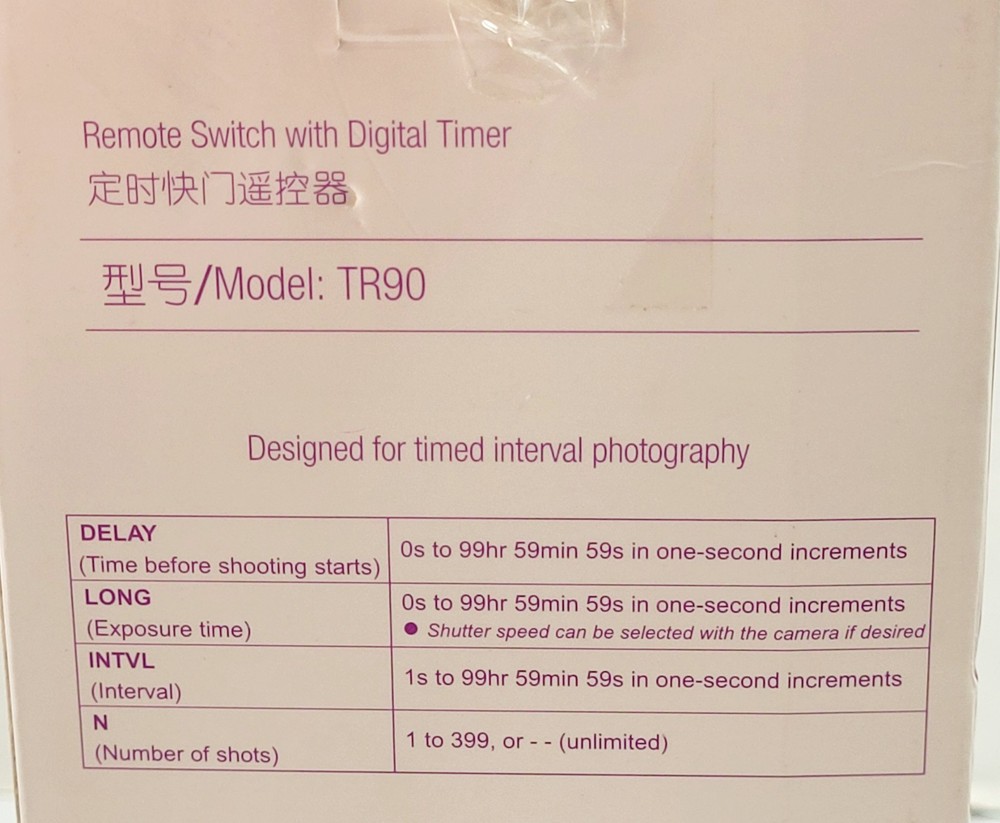 Hanpusen TR-90 Remote Switch With Digital Timer For Camera Shutter Use Open Box