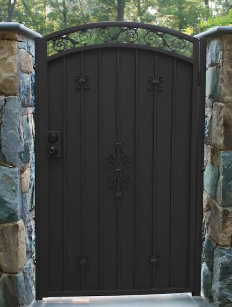 Solid wrought iron pedestrian gate w/side jambs speakeasy custom Your Size