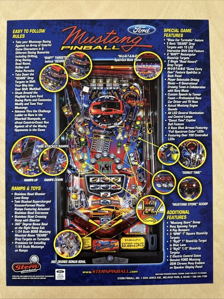 Stern Mustang Premium Pinball Flyer