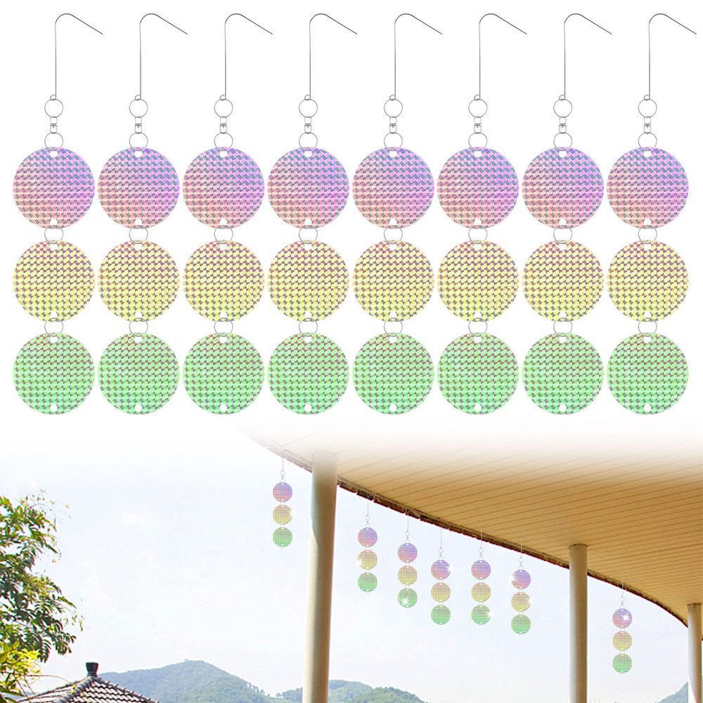 24PCS Reflective Bird Repellent Discs Hanging Rotator Deterrent Keep Away Set 3"