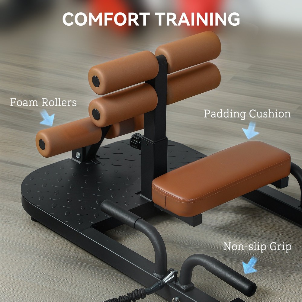 Sissy Squat Machine Hip Thrust Machine with Push Up Stand, Black