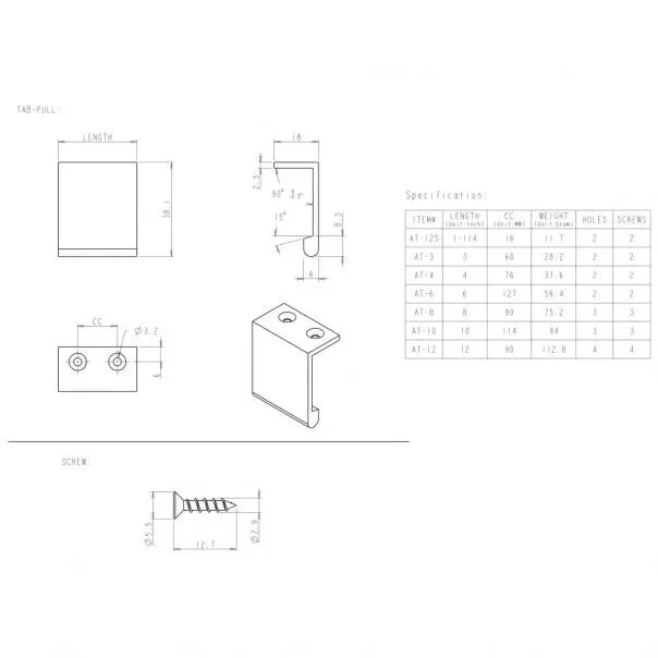 1-1/4" Brushed Chrome Contemporary Kitchen Cabinet Tab Pull Drawer Edge Pulls