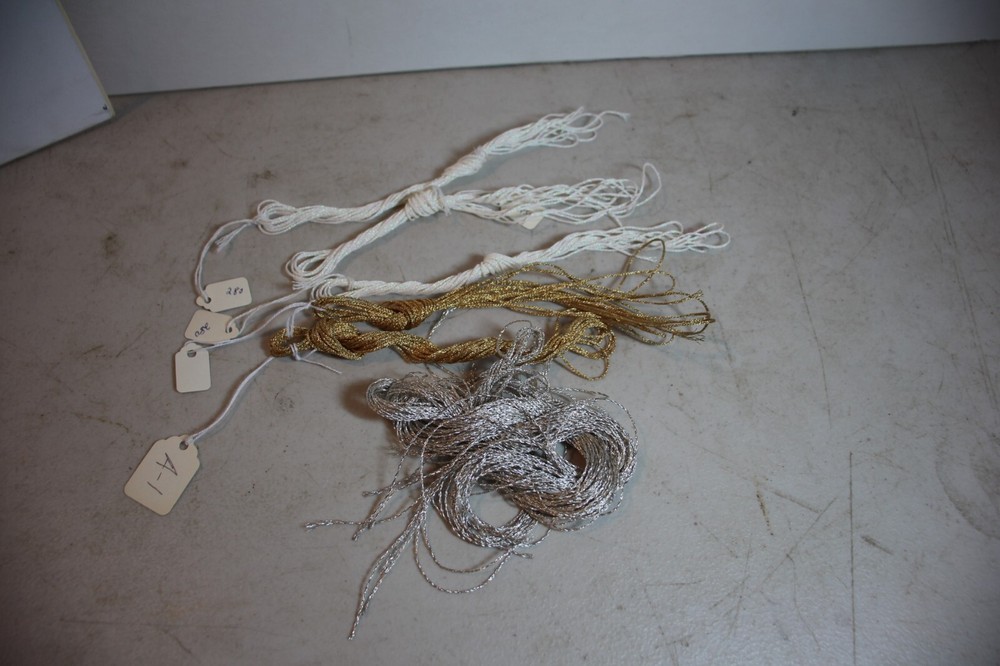 Metallic needlepoint Thread lot silver, gold, white multi large lot DMC, Braid