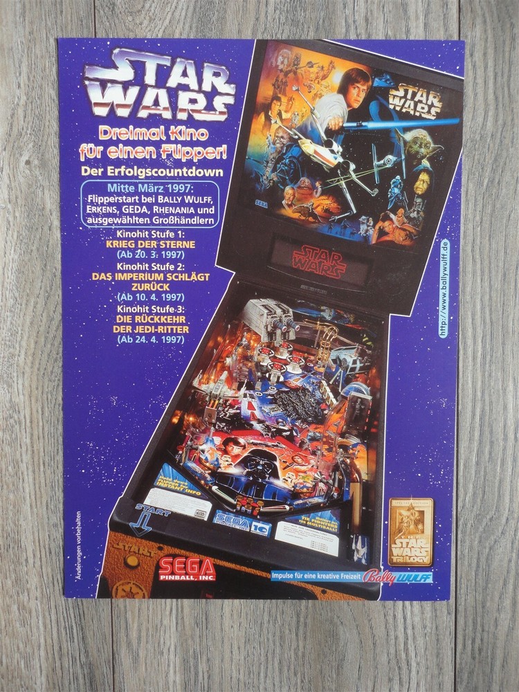 Star Wars Trilogy Pinball Flyer Original German Brochure