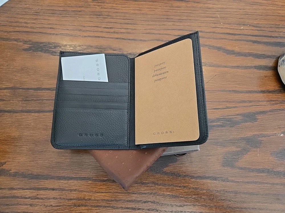 Cross Black Leather Passport Wallet "Open Box"