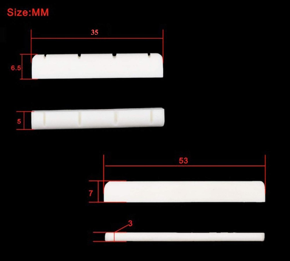 4 String Ukulele Guitar Bone Bridge Saddle and Nut Made of Real Bone(1 Set) (...