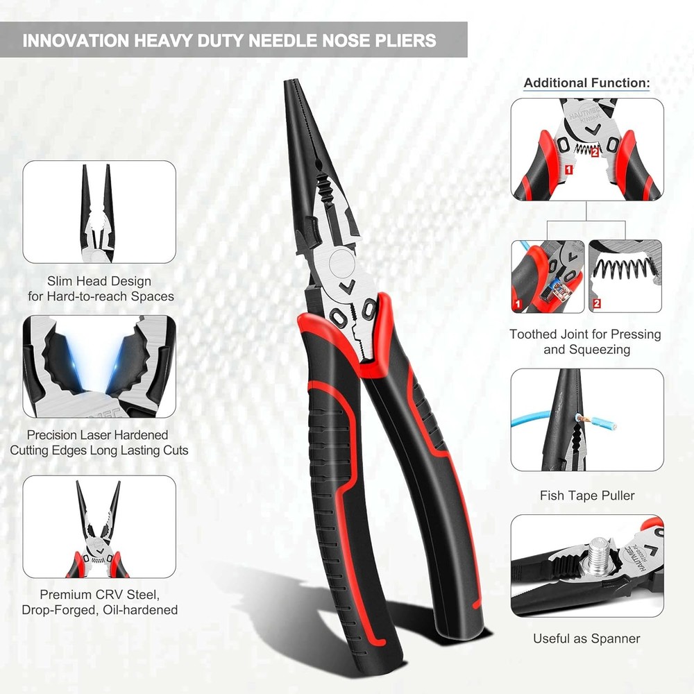 HAUTMEC 3PCS High Leverage Multi Plier Tool Set Include 8" Set, Chrome