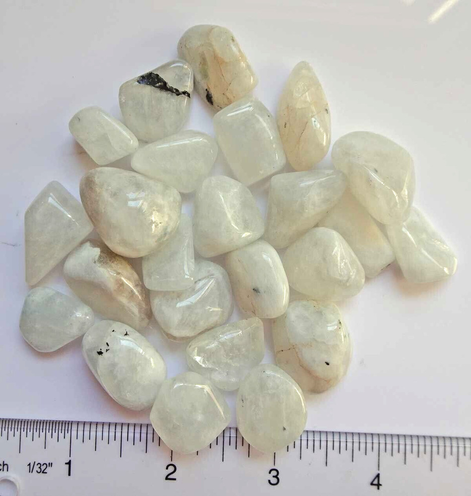 Rainbow Moonstone - 4 Ounces Tumbled stones rt664a