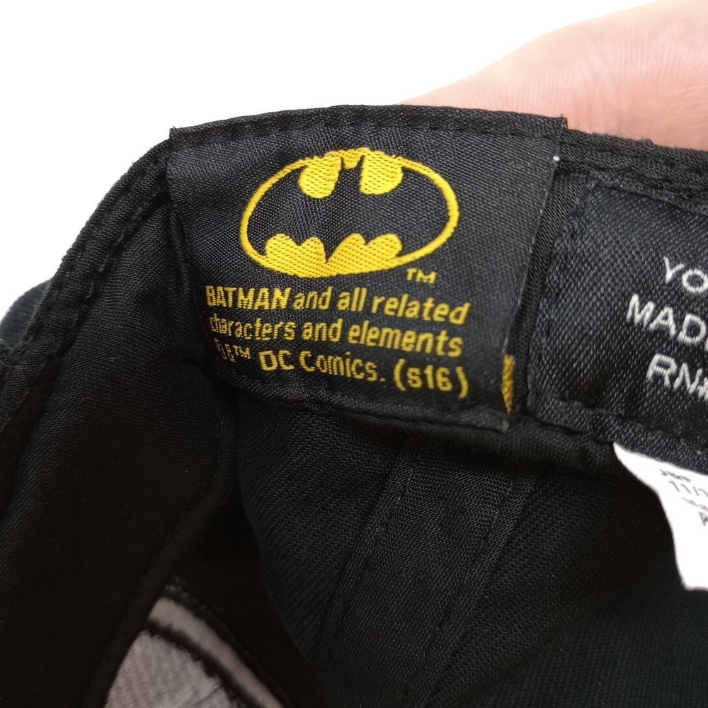 Batman DC Comics Bat Sign Logo Black Adjustable Snap Baseball Cap Hat