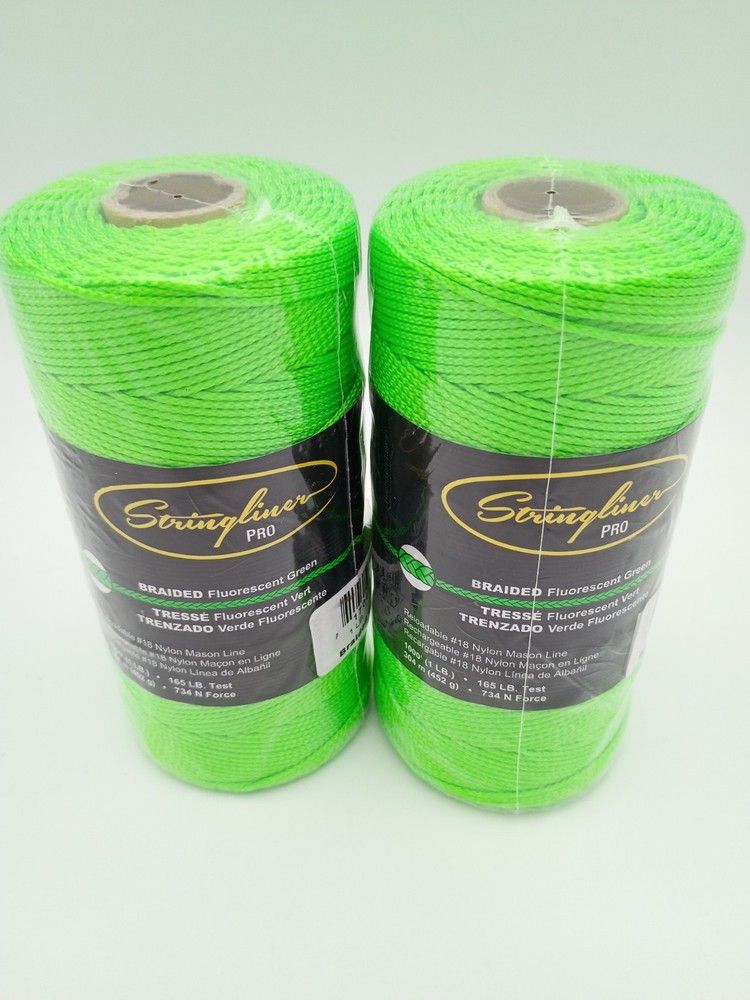 Stringliner Pro 2-Pack Braided Fluorescent Green 1000' Reloadable #18 Nylon Line