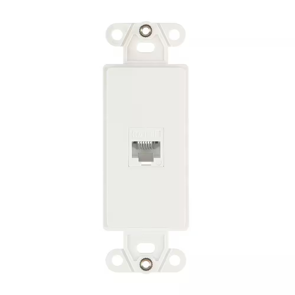 1-Gang Ethernet Plastic Wall Plate Insert, White