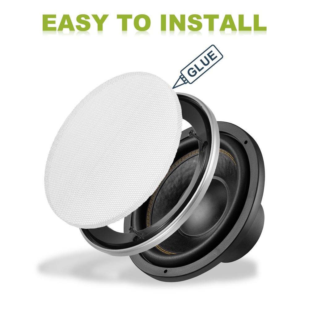 4" Speaker Grill, Silver ABS Frame with White Mesh Cover and Screw