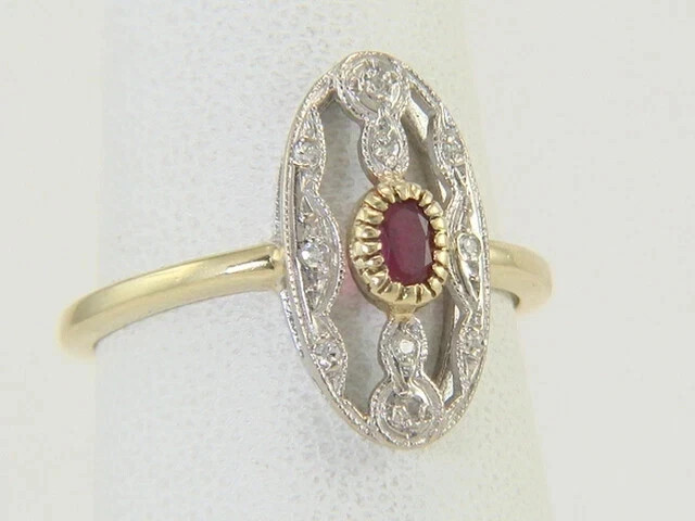Art Deco Style Lab-Created Ruby Anniversary Wedding 14k White Gold Finish Ring