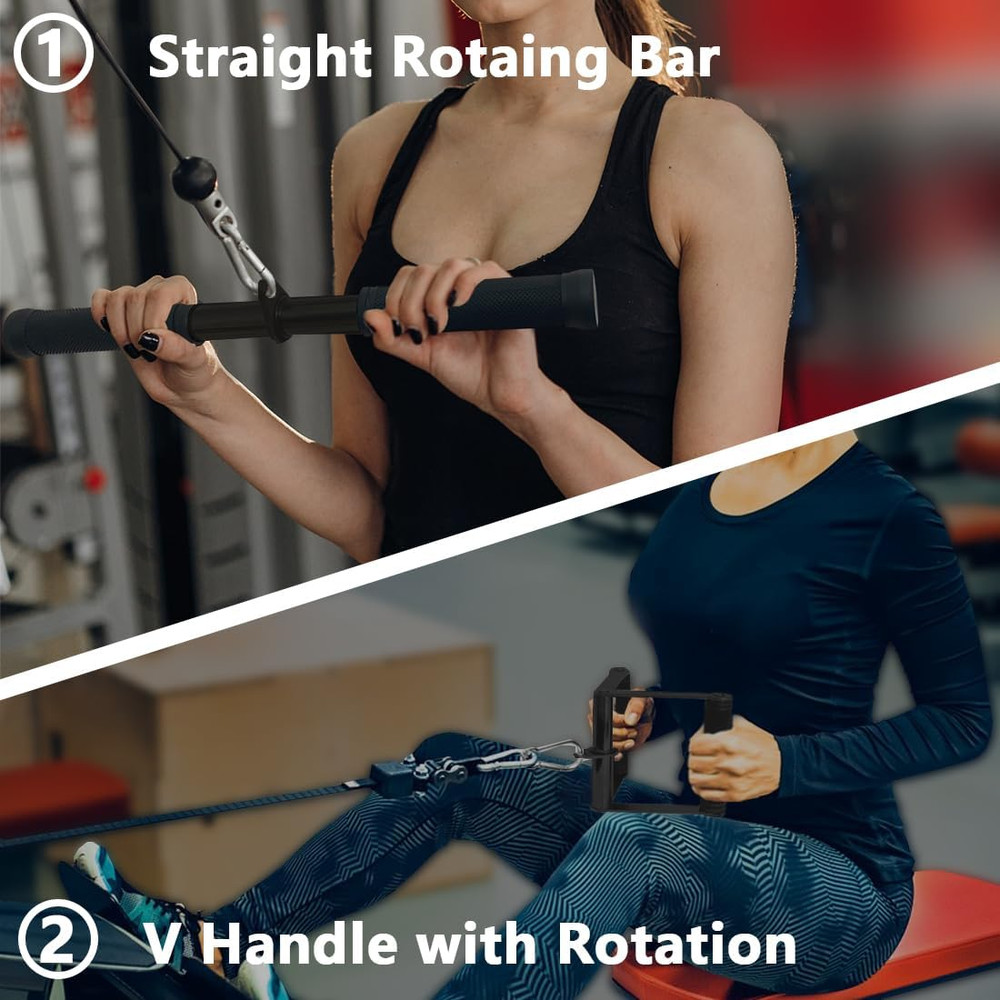 Cable Attachments for Gym – Triceps Rope, Lat Pull Down Bar & Handles Set
