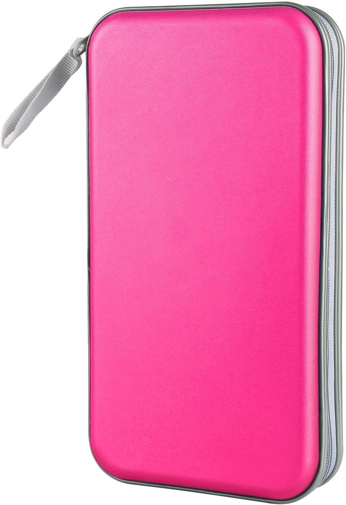 CD Case Holder, 80 Capacity CD/DVD Holders Wallet Hard Plastic Pink