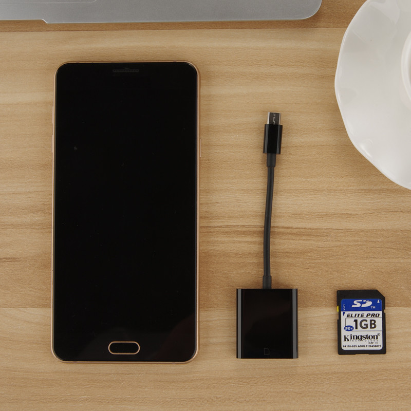 Black Micro USB to SD Card Camera Reader for Android Phone Tablet with OTG