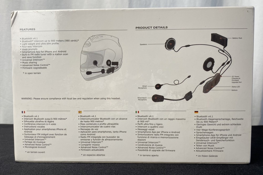 Sena RideConnected 10R Low Profile Motorcycle Bluetooth Communication System New