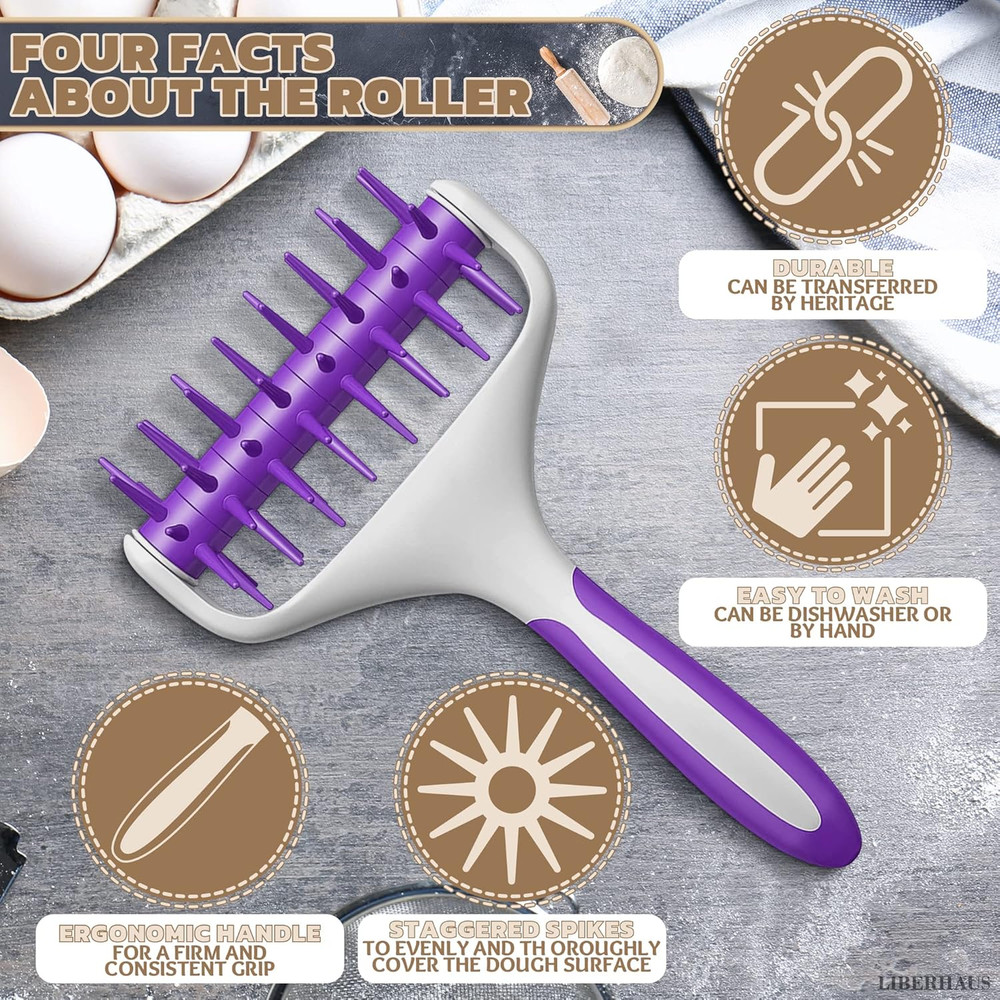 Pizza Docker Roller - 7.7" X 4.8" Plastic Pizza Dough Roller for Even Crust P...