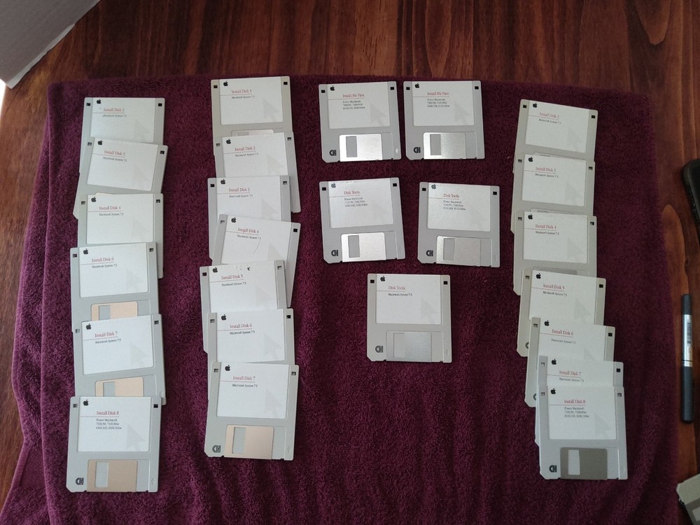Apple Macintosh System 7.5 Install Diskette Lot, Untested