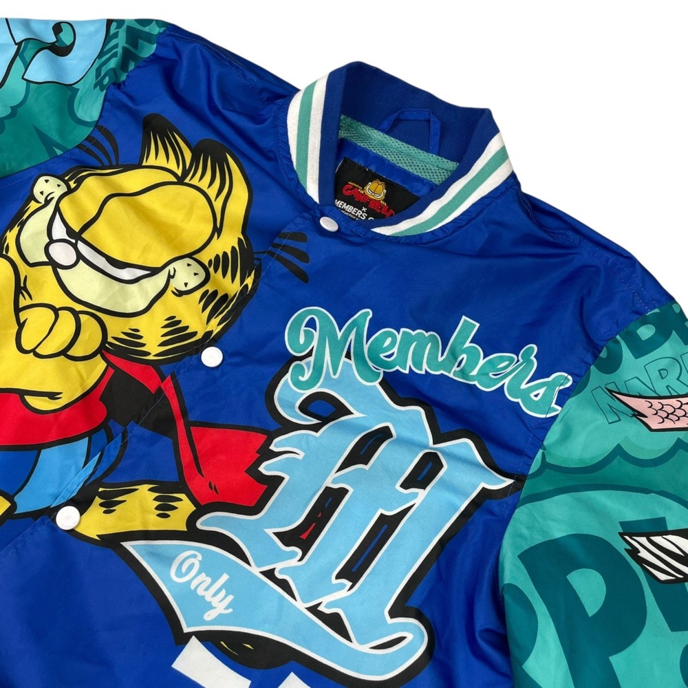 Garfield x Members Only Men's Snap Button Satin Jacket • Medium