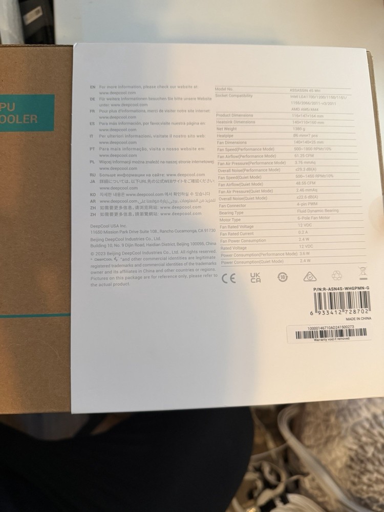 DeepCool ASSASSIN 4S WH Processor Air cooler 14 cm White