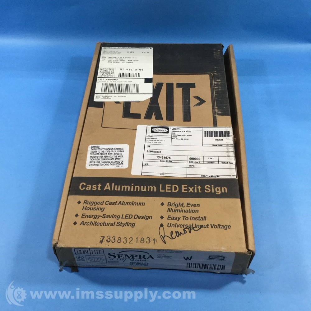 Hubbell SEDRWNEI Die Cast Exit Sign, Double Face, Red FNOB