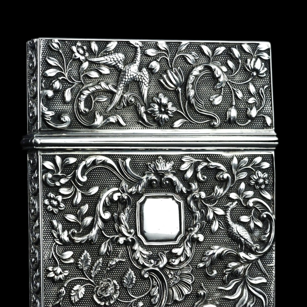 Antique Georgian Solid Silver Card Case with Gorgeous Decorations - Willmore 183
