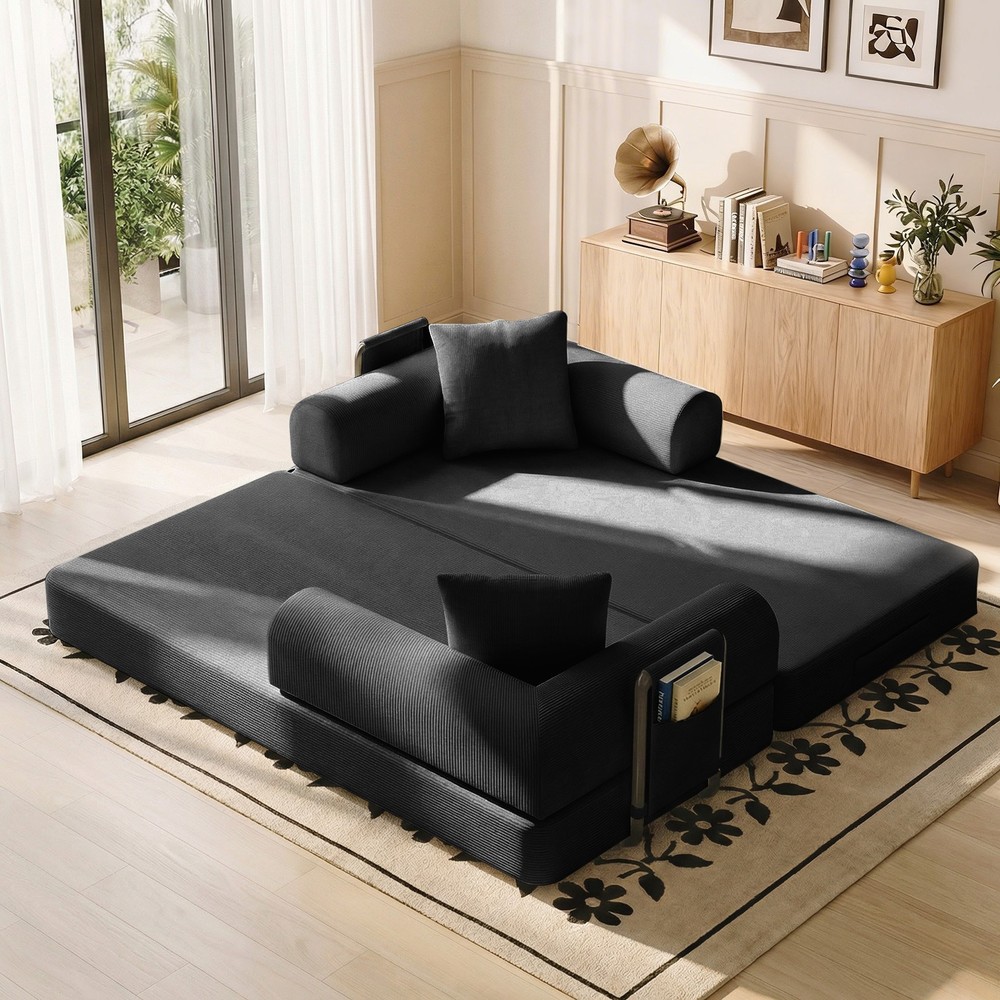 Sofa Bed Couch Sleeper Convertible Pull-Out Bed Couch With Side Pockets Washable