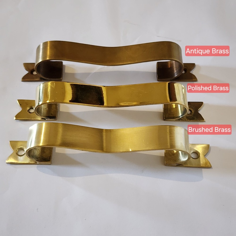 6 D PULL 6" handle heavy ribbon solid heavy brass old style kitchen GRAB 15 cm