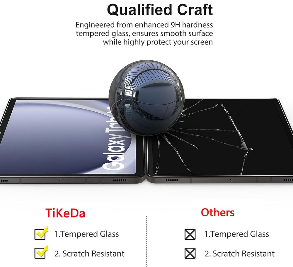 TiKeDa 2 Pack Screen Protector for Samsung Galaxy Tab A9 Plus 11 Inch Clear