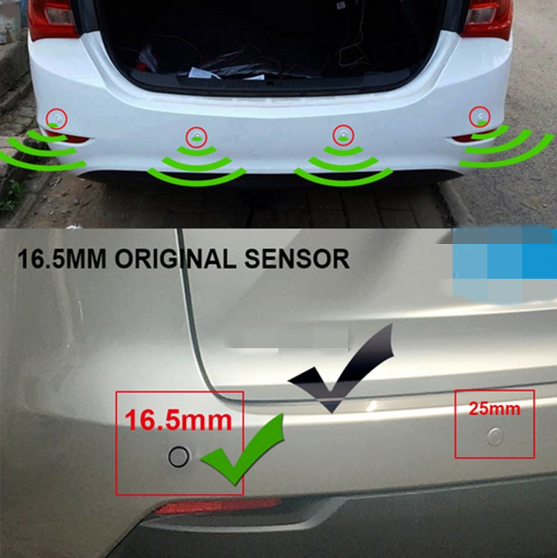 Car Reverse Backup Radar System Parking Assistance Buzzer Alarm 4 Flat Sensors