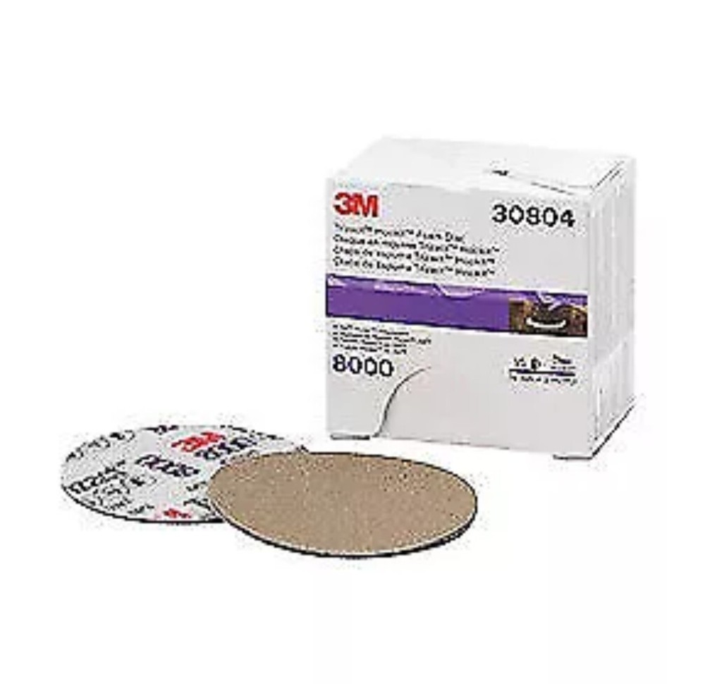 3" Trizact Hookit Foam Disc, 8000grit, 15 Discs  3M-30804