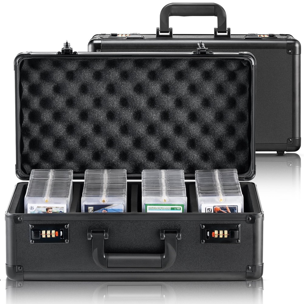 Collector's Card Storage Box W/ 4 Compartments Secure Coded Lock & Adjustable