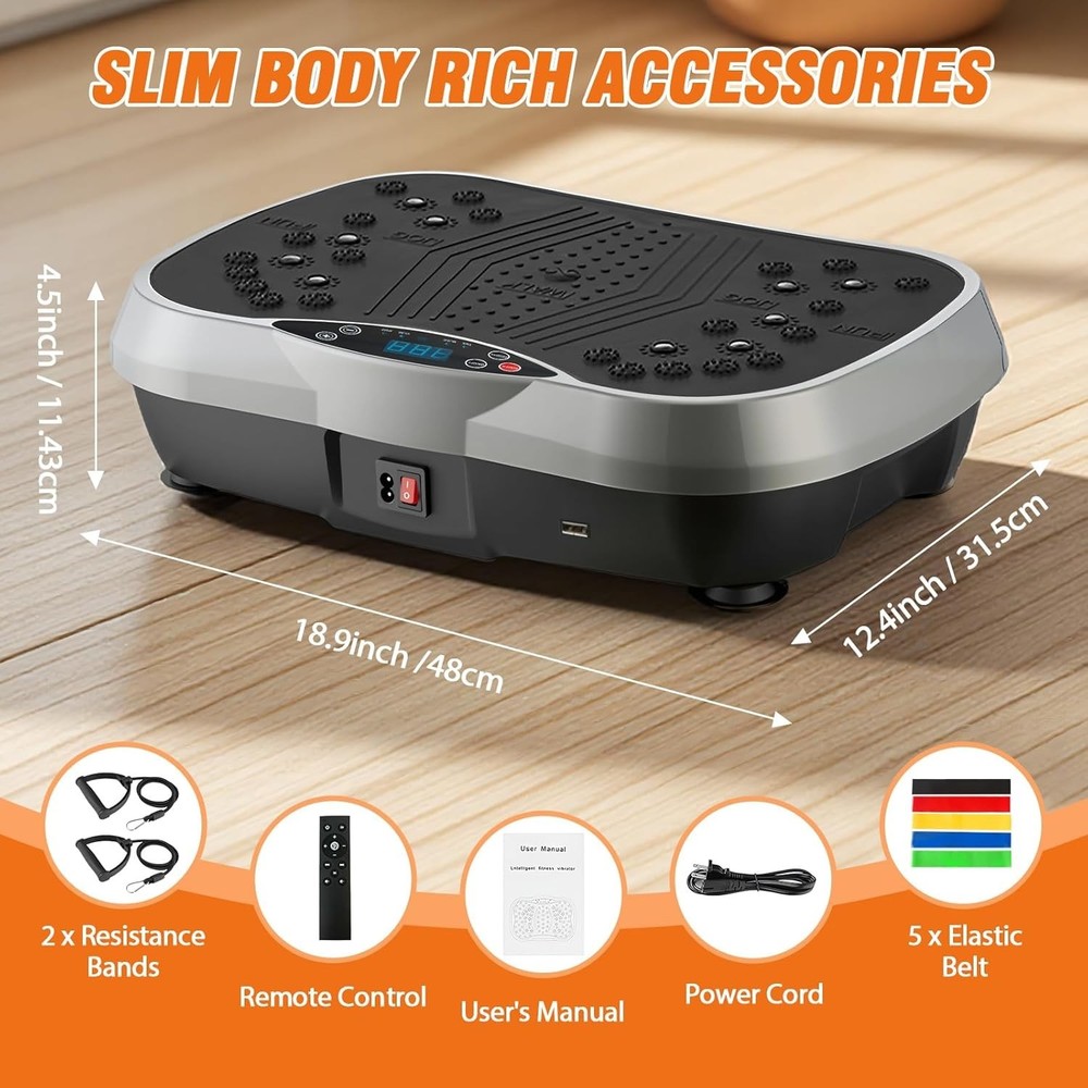 Vibration Plate Exercise Machine with 200 Levels – 400lbs Capacity