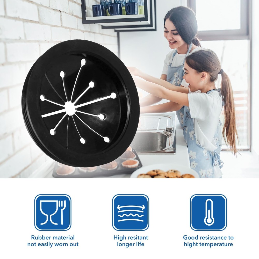 Garbage Disposal Splash Guard 3 Inch Rubber Drain Insert 3-Pack Black for Sink