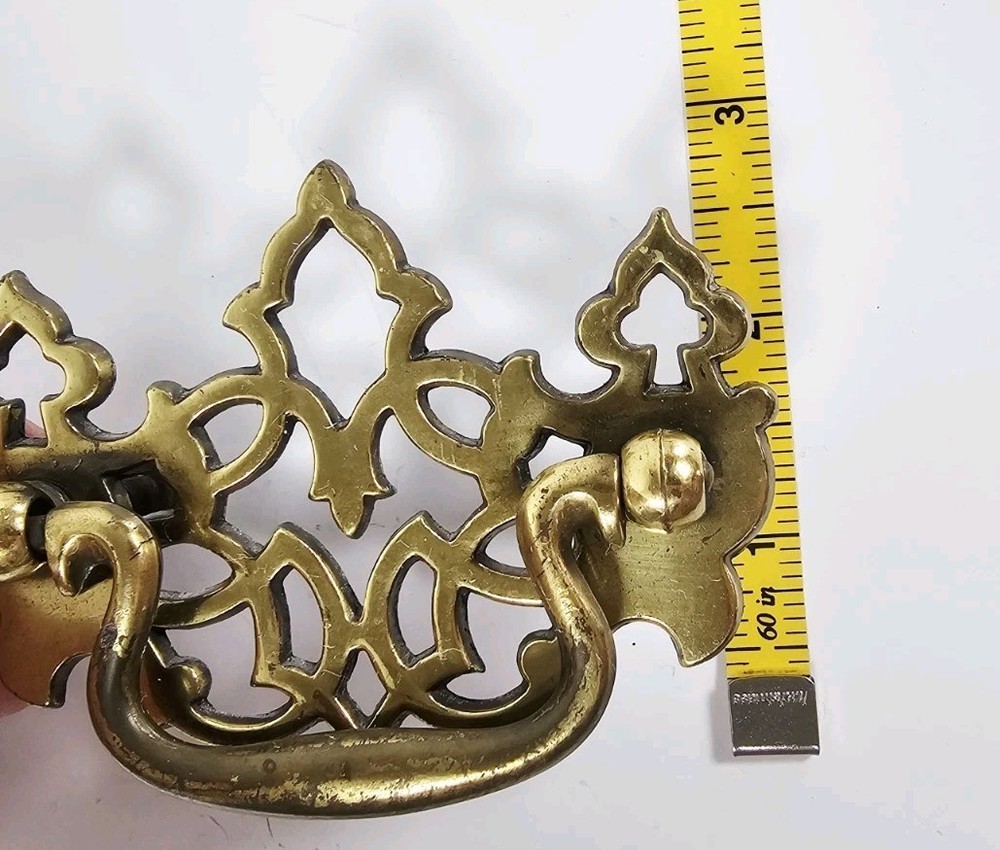 Vintage Brass Drawer Pulls & Backplates Lot + 1 Single Pull