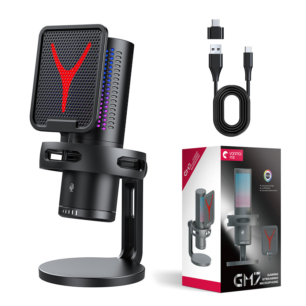 Gaming Microphone USB Computer Microphone for PC Mac PS4/5 Condenser Podcast RGB