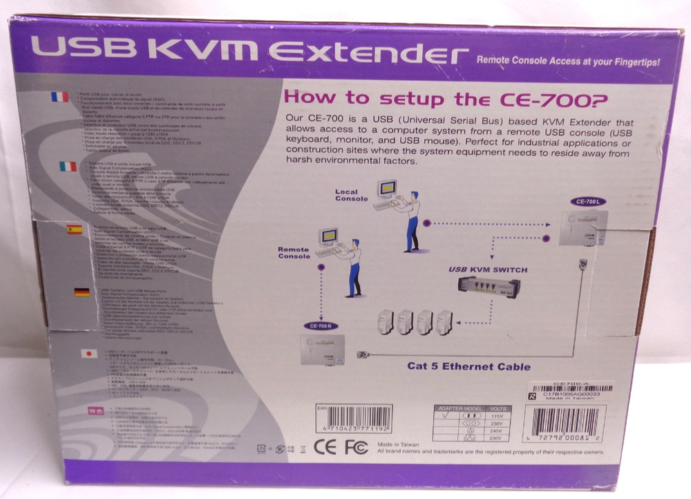 Aten CE-700A USB KVM Extender NEW in Box Complete - Remote Access