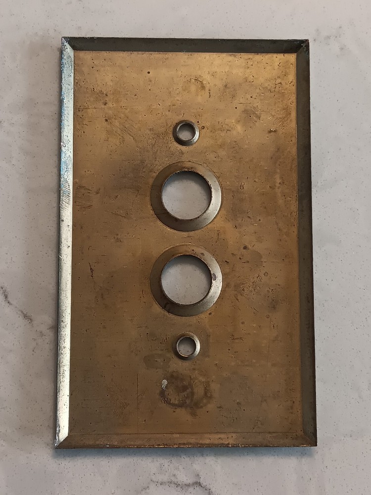 Vintage Brass Single Push Button Switch Plate