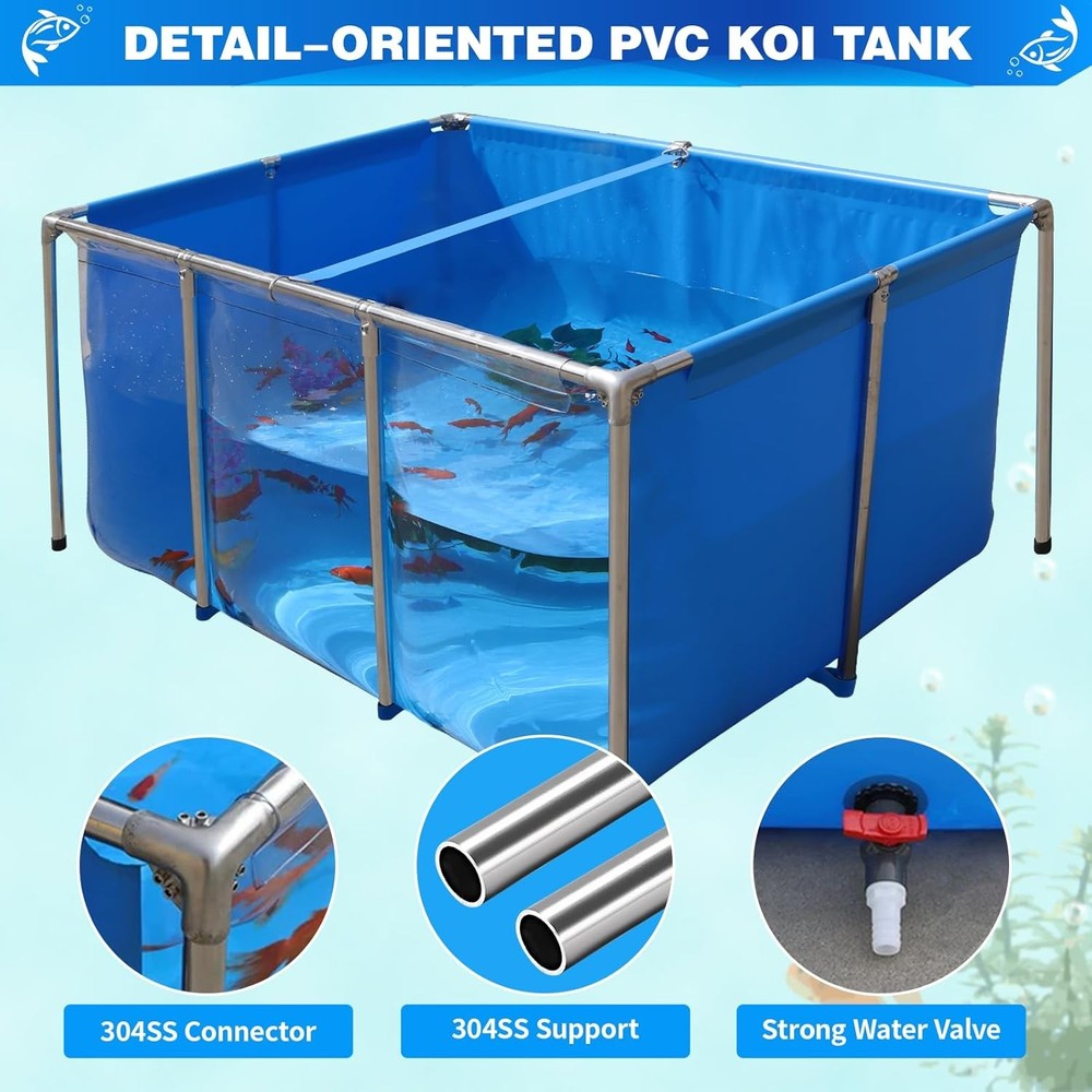 200 Gallon PVC Koi Pond Tank Clear Viewing Panel