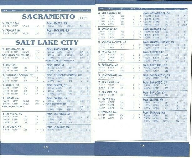 Morris Air timetable 1993/08/01
