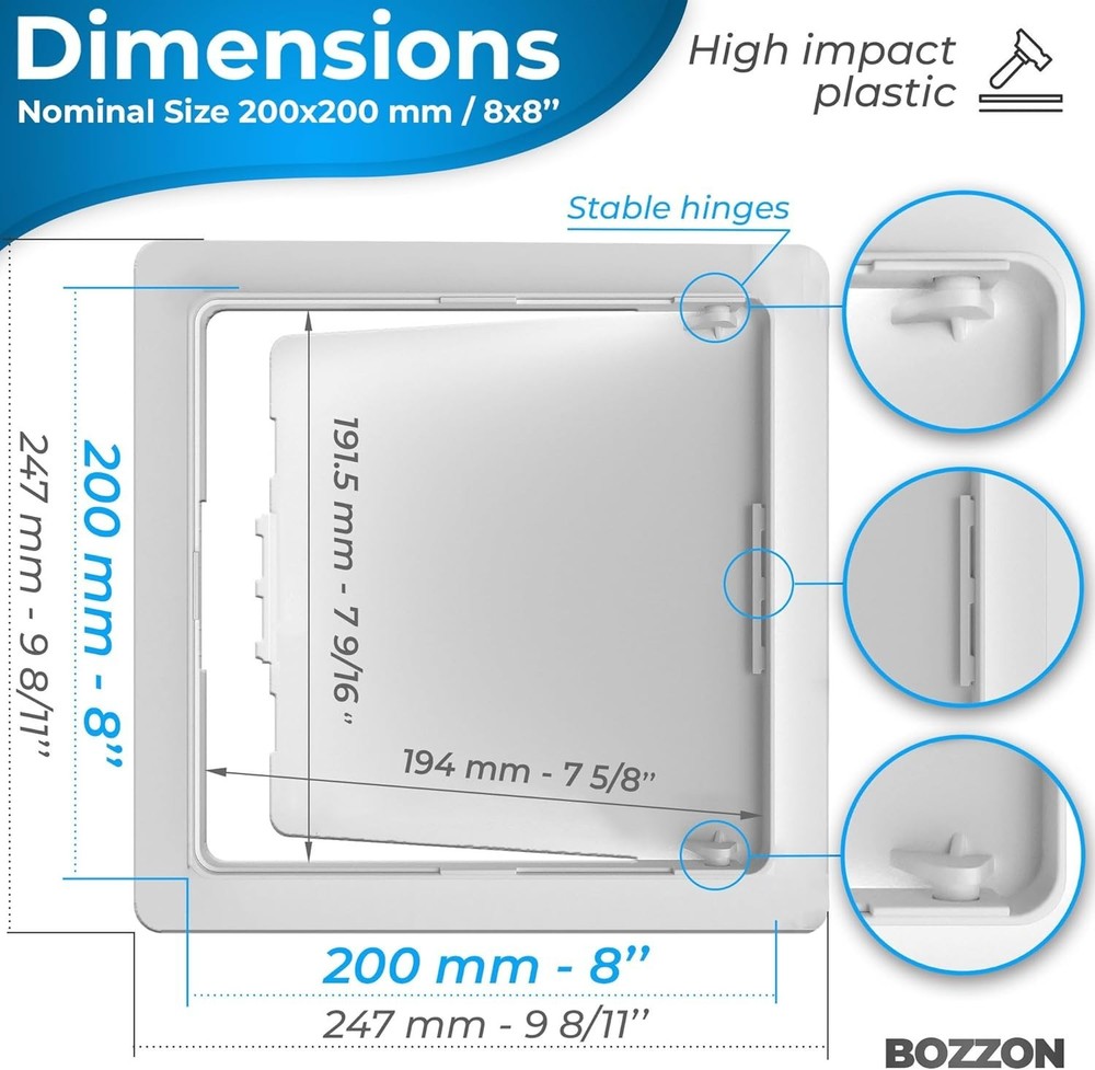 8x8 Inch Access Panel for Plumbing & Electrical - Durable Plastic Solution