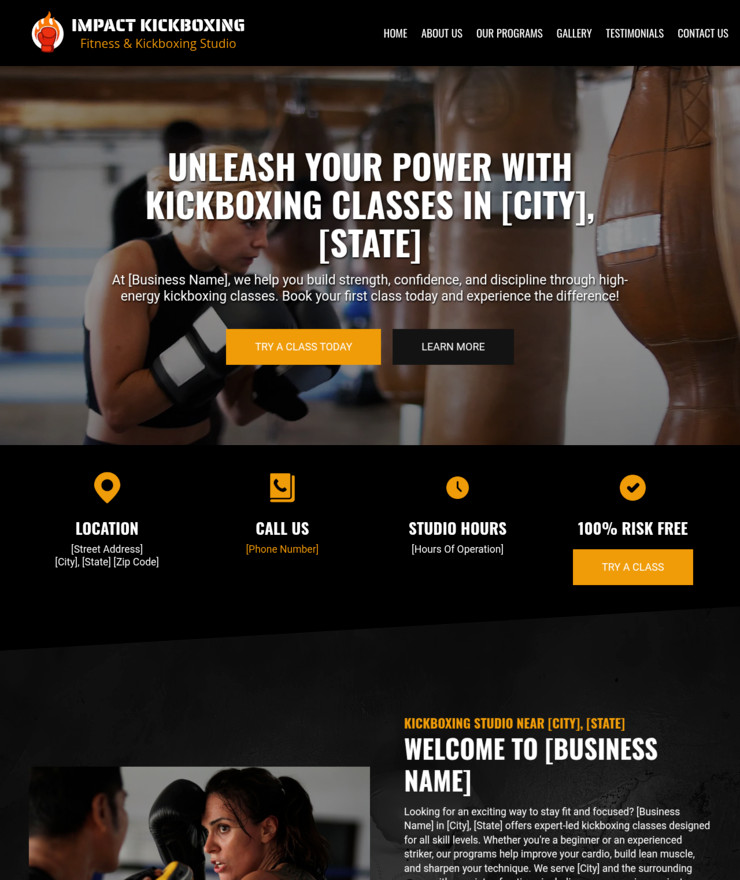 Kickboxing Customized Business Website *SEE FULL DESCRIPTION*