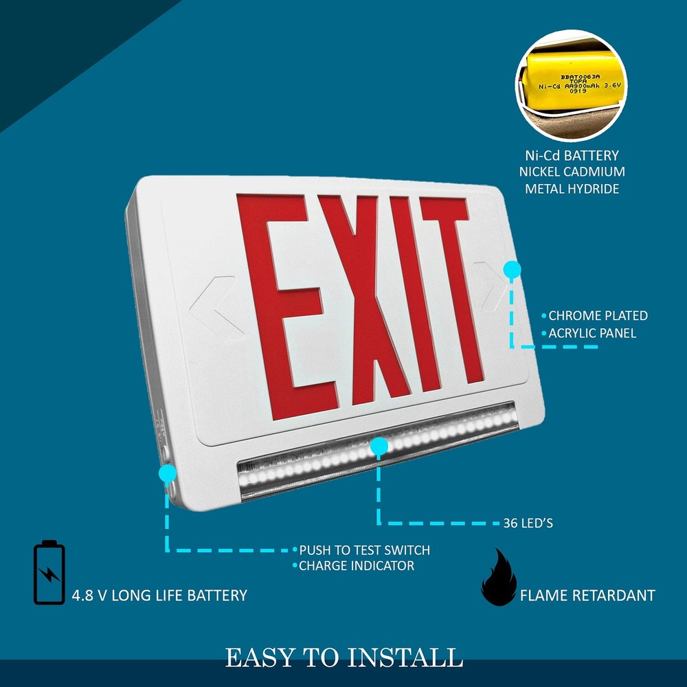 Ciata 2 Pack Ultra Bright Energy-efficient Lighted Exit Signs with Battery Ba...