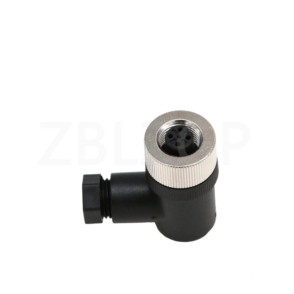 M12 4-Pin Cable Connector 5 Pack 90 Degree Female Screw-Joint A Code