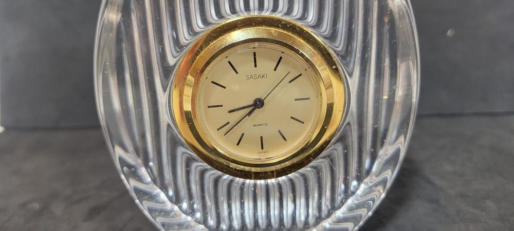 Lead Crystal Desk Clock NEEDS BATTERY