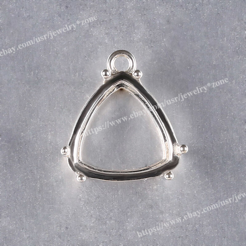 Sterling Silver Pre-Notched Earring/Pendant Setting 4mm-16mm Trillion Setting