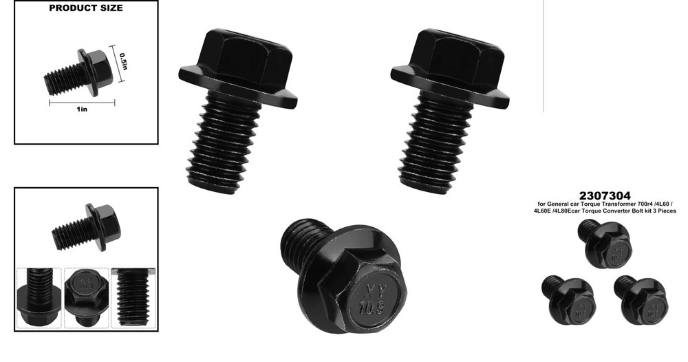 Electroplated Torque Converter Bolt Set for 4-Speed GM Transmissions - 3 Pcs