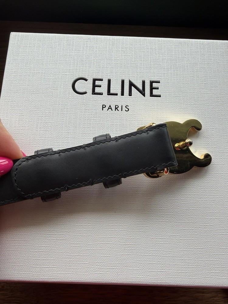 Authentic Celine Black Triomphe Belt